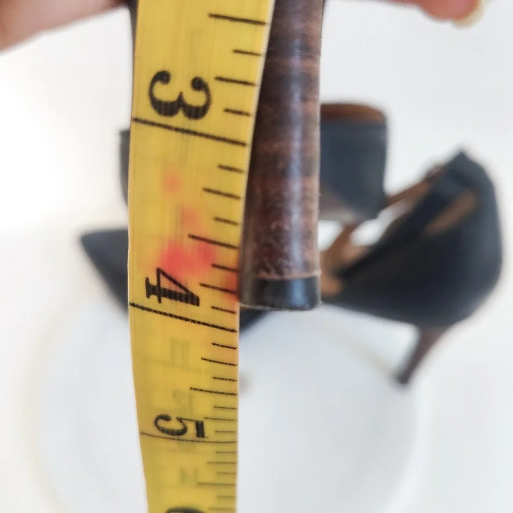 Lucky‎ Brand Pumps Pointed Toe Heels Size 10 Tukko Black Leather Ankle Strap
